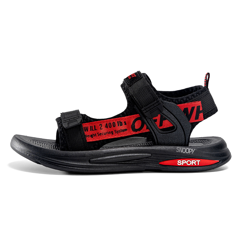 

Детские сандалии: противоскользящие, износостойкие, упругие, дышащие, легкие, амортизирующие SNOOPY, черный/красный