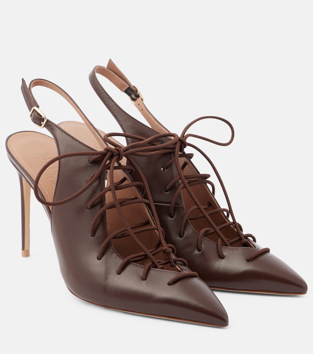 Туфли-лодочки Alia 90 из кожи с открытой пяткой Malone Souliers, Tobacco