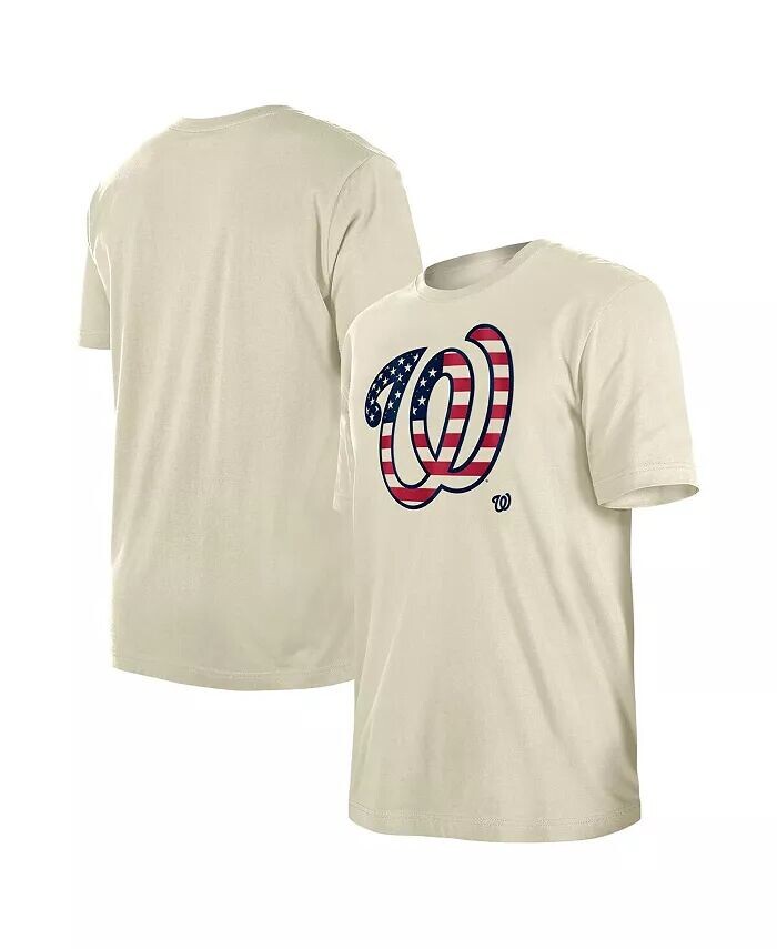 

Мужская кремовая футболка с принтом флага Washington Nationals 4th of July New Era