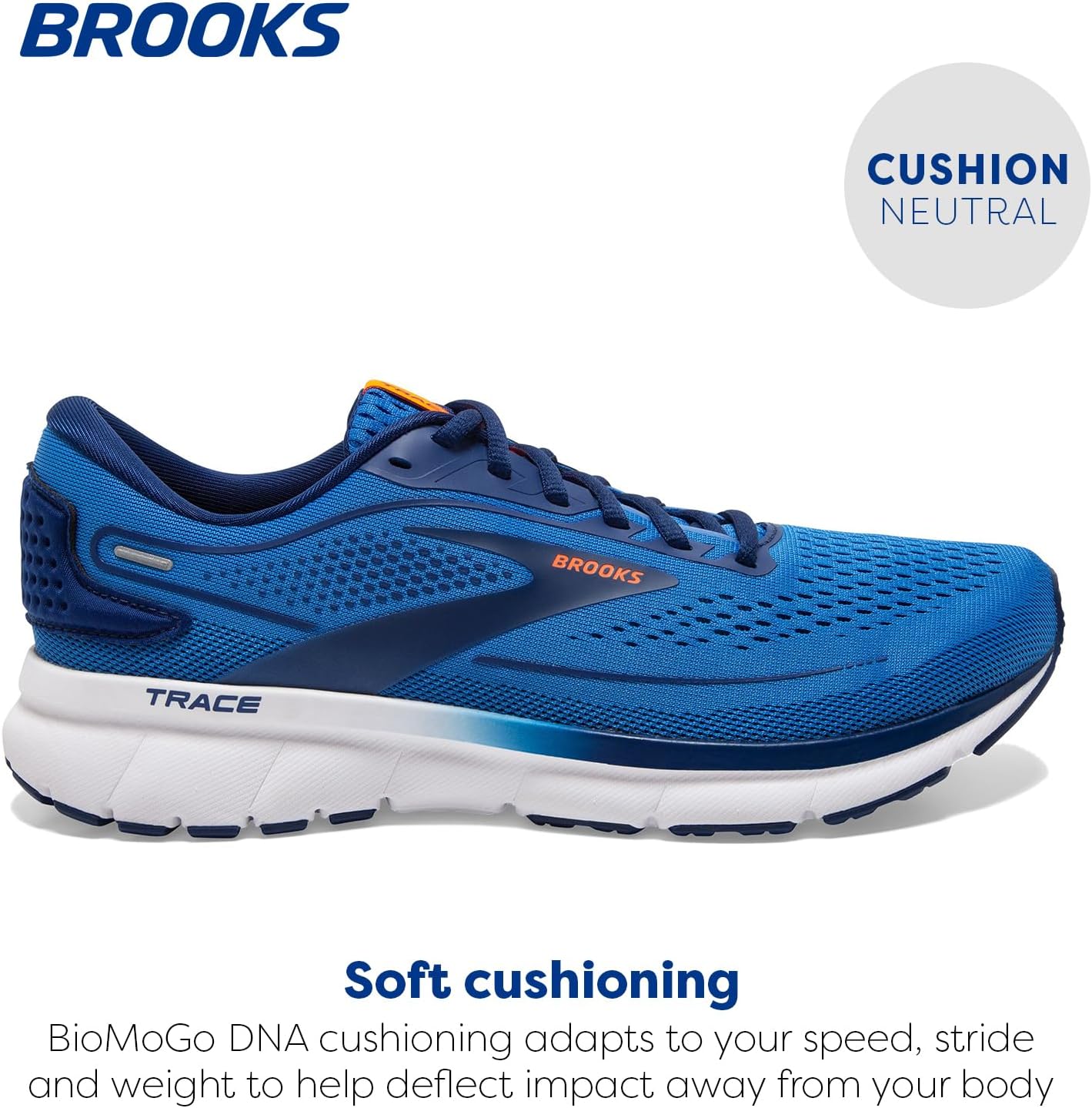 Мужские нейтральные беговые кроссовки Brooks Trace 2, синий/оранжевый — фото 3