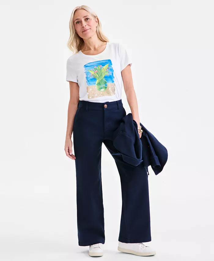 

Узкие брюки с завышенной талией из жаккардовой ткани Style & Co, синий