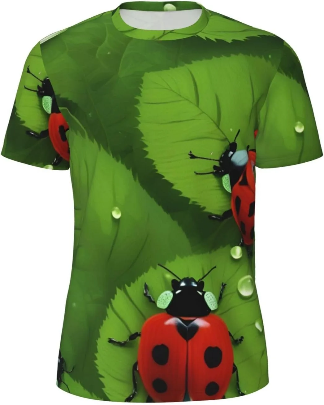 

Футболка мужская летняя с принтом листьев и божьих коровок, легкая и дышащая SDFHU