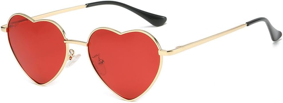 

Солнцезащитные очки в форме сердца с поляризацией, для женщин и мужчин, дизайнерские очки для вечеринок, для активного отдыха, защита от УФ-излучения UV400 HYYZZC, Red-gold