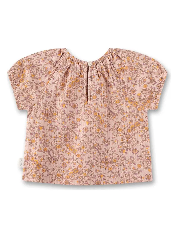 Блуза с цветочным принтом Sanetta Kidswear, бежевая — фото 2