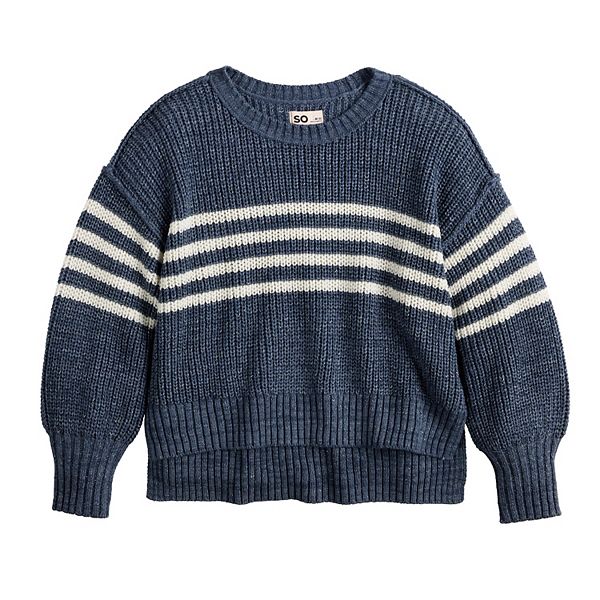 

Детский свитер с металлическим эффектом, размеры 6-20, regular и plus So, Blue Stripe