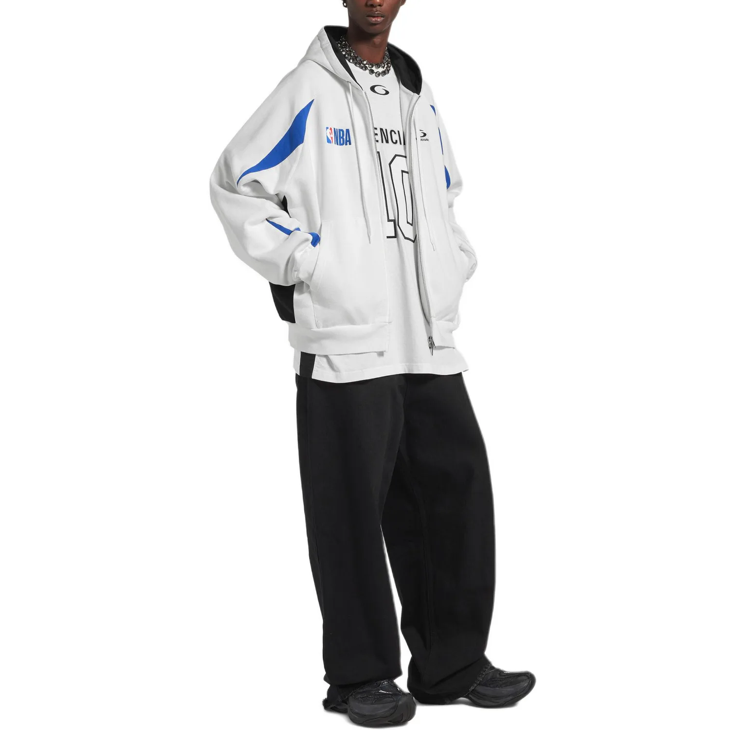 Толстовка Balenciaga x Nba Collaboration Oversized Zip-Up, белый/мультиколор — фото 4