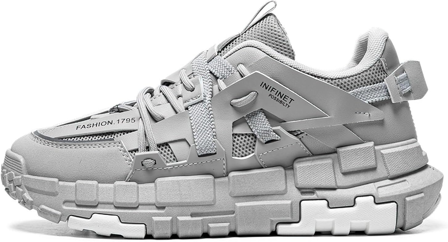 

Мужские кроссовки Exusiai с массивной подошвой, модные, дышащие, нескользящие, для ходьбы, занятий спортом, школы, тенниса и путешествий, серый