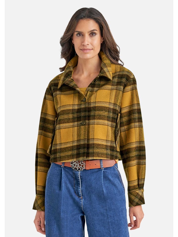 

MADELEINE Короткая куртка-рубашка в клетку, пробково-коричневого/медового цвета