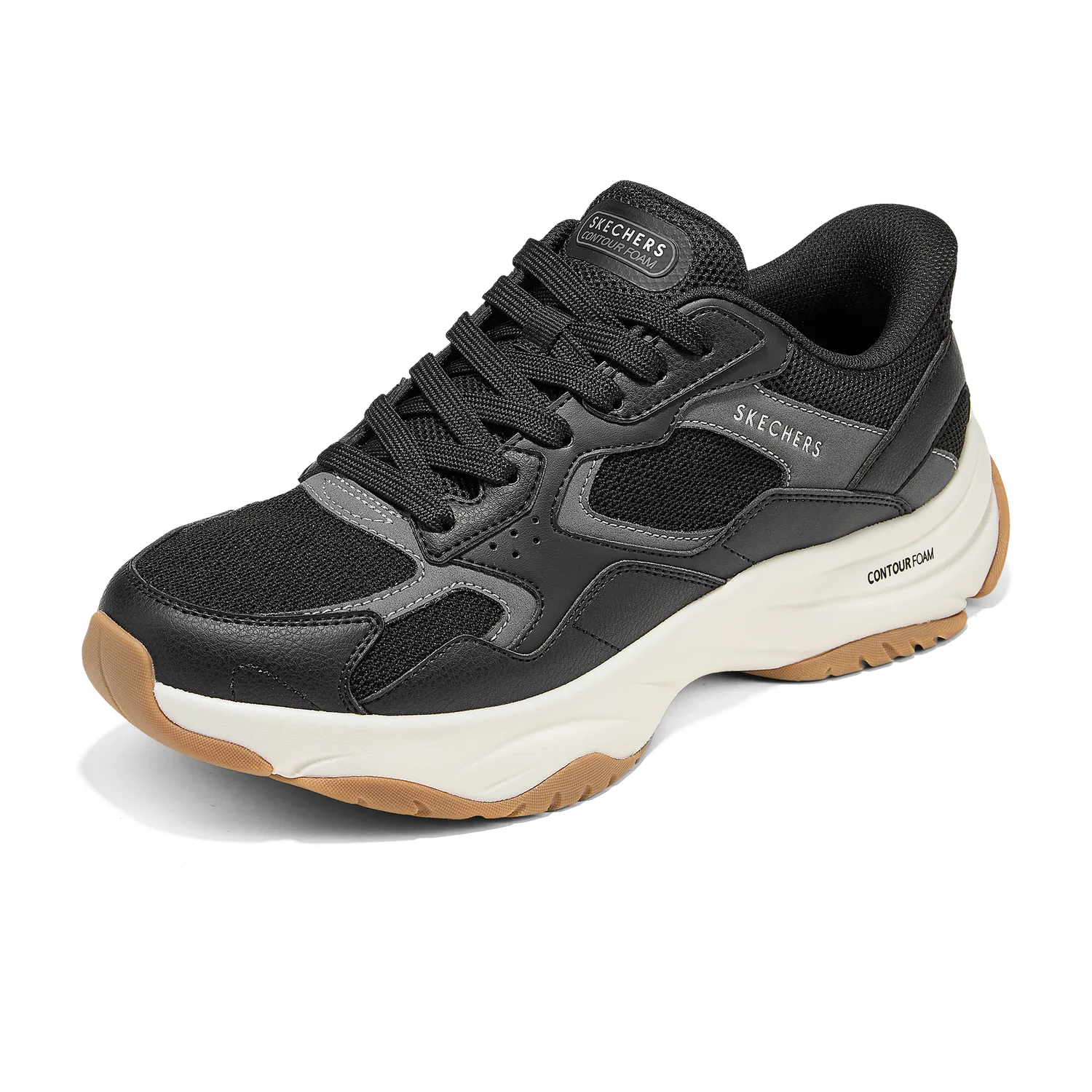 Skechers Уличные дышащие поддерживающие низкие кроссовки на платформе мужские black — фото 4