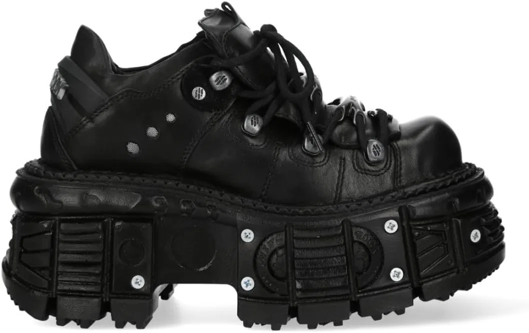 New Rock Новые готические панк-ботинки в стиле рок M-120NC-C4 из коллекции Metallic, унисекс, черная кожа — фото 2