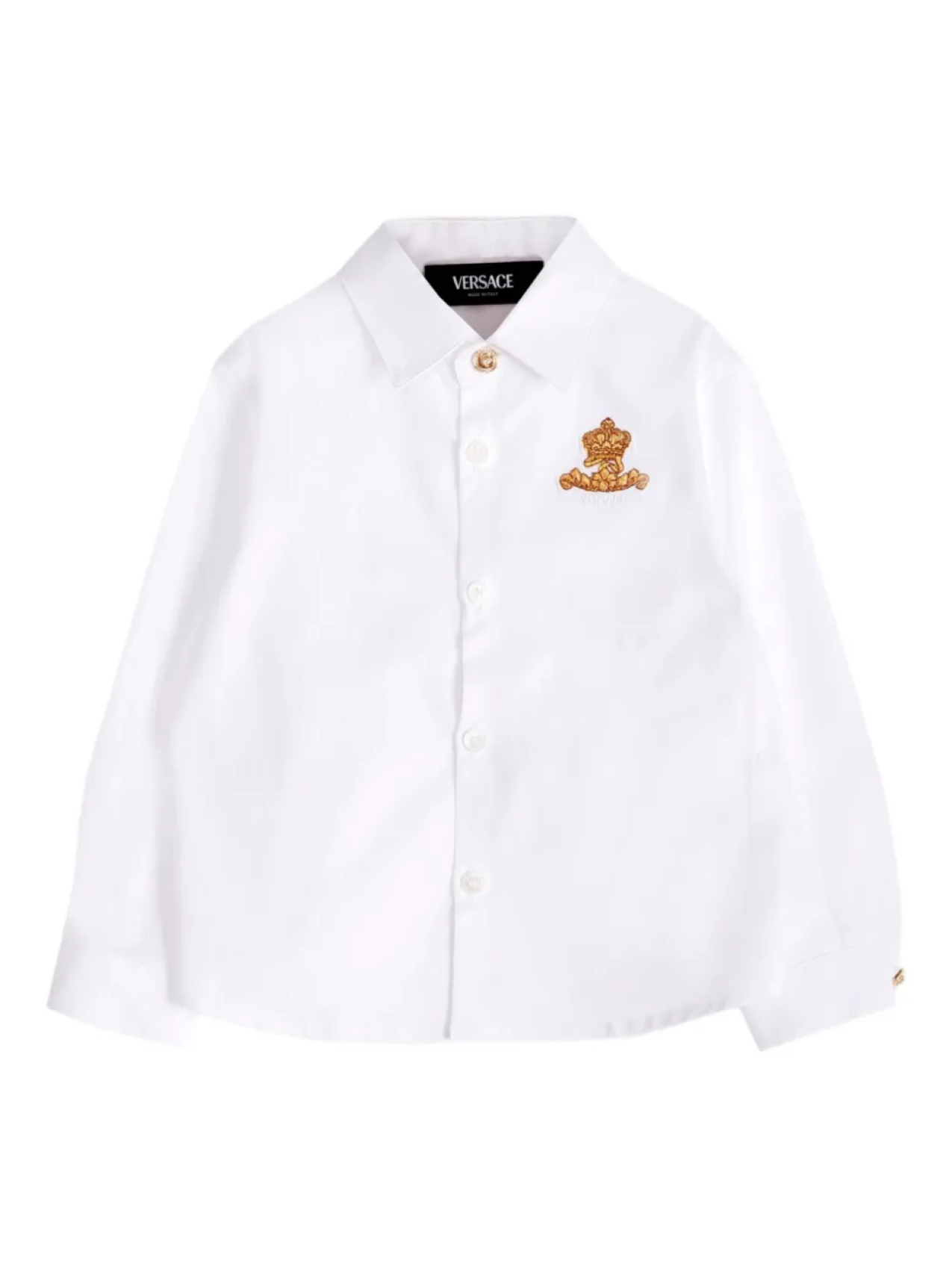 

Рубашка с длинными рукавами Versace Kids, украшенная короной, белый