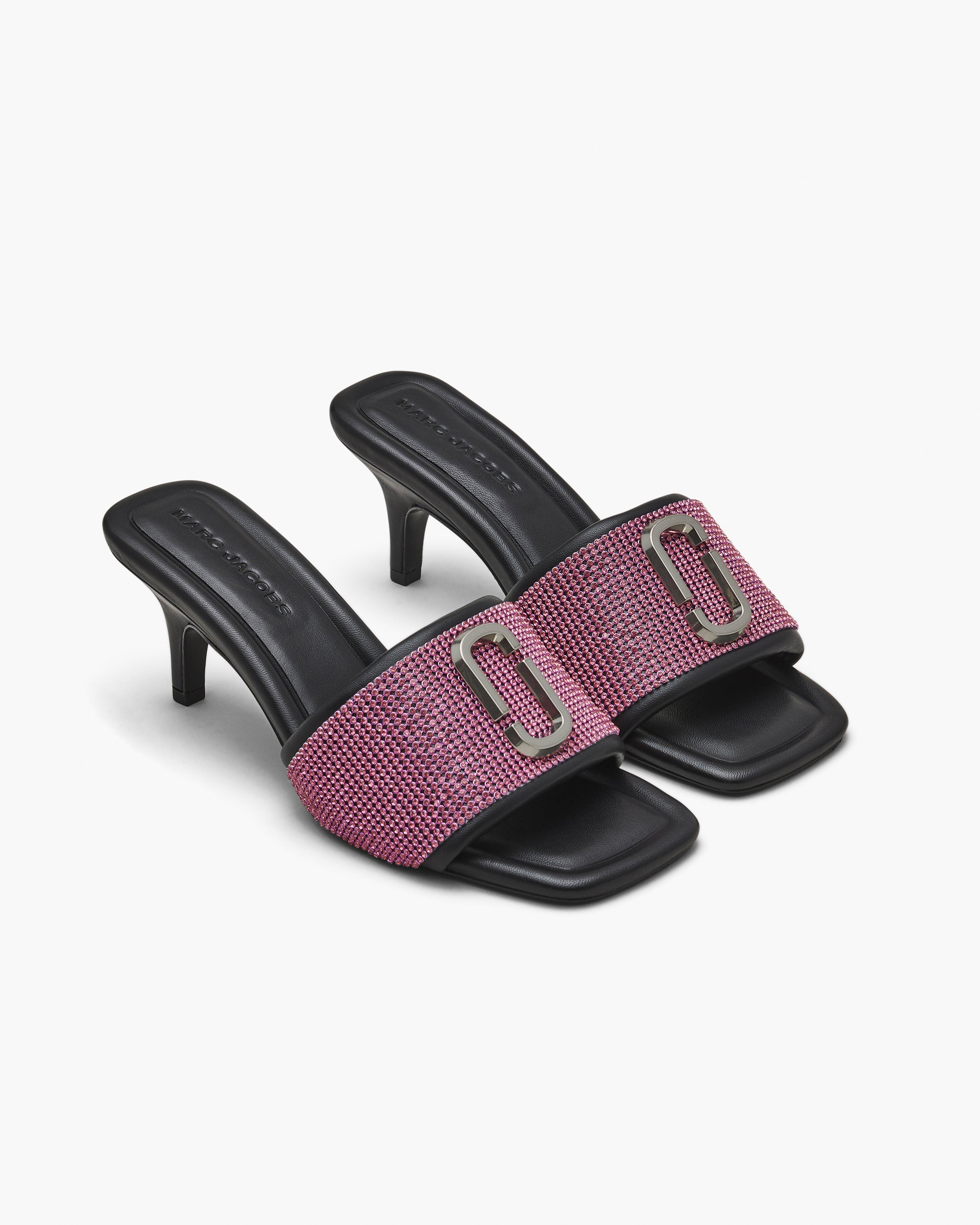 Босоножки на каблуке Marc Jacobs со стразами, цвет Black/Petal Pink