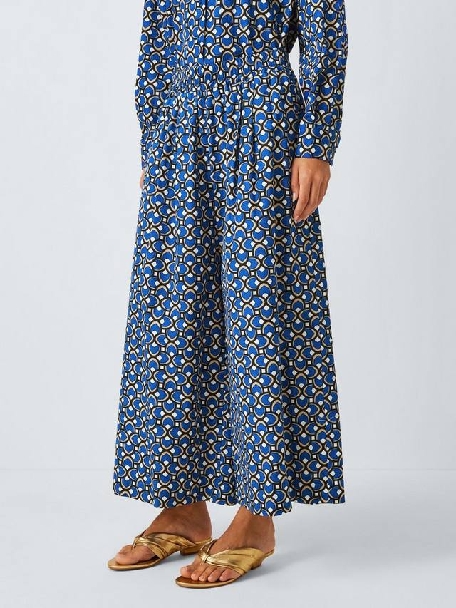 

Абстрактные геометрические брюки с широкими штанинами Weekend MaxMara, цвет Cornflower Blue