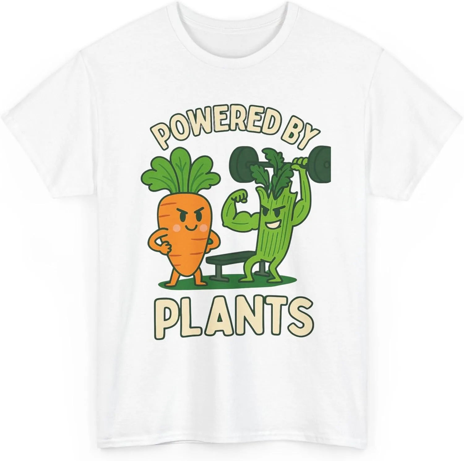 GENERIC Футболка Unisex Powered by Plants, веганский подарок, тренировочная майка на растительной основе, экологичная одежда, прикольная футболка для фитнеса — фото 3
