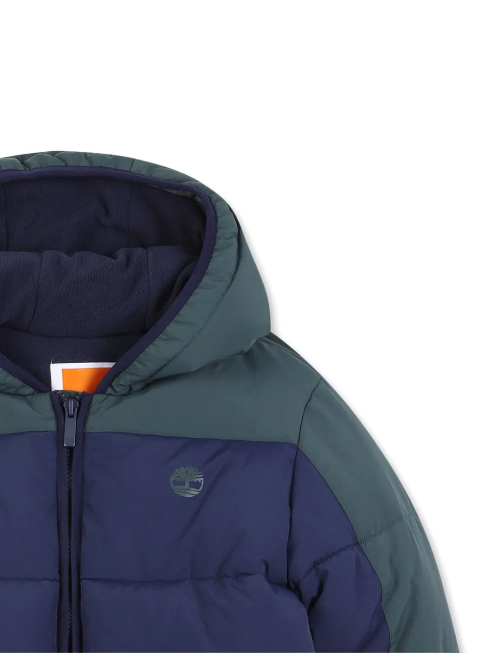 Пуховик в стиле колор-блок с капюшоном Timberland Kids, синий — фото 3