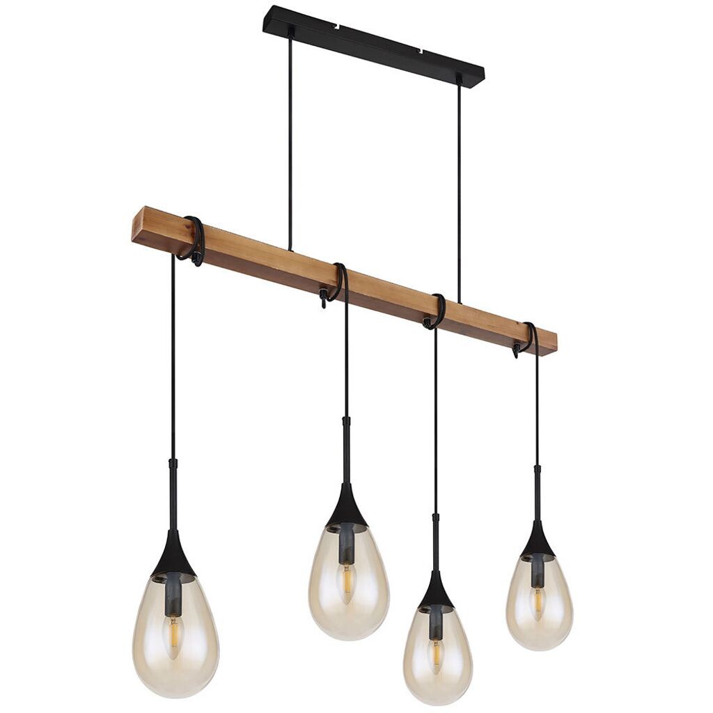 

Подвесной светильник, дерево, металл, L 92 см, 4 лампочки Globo Lighting, коричневый