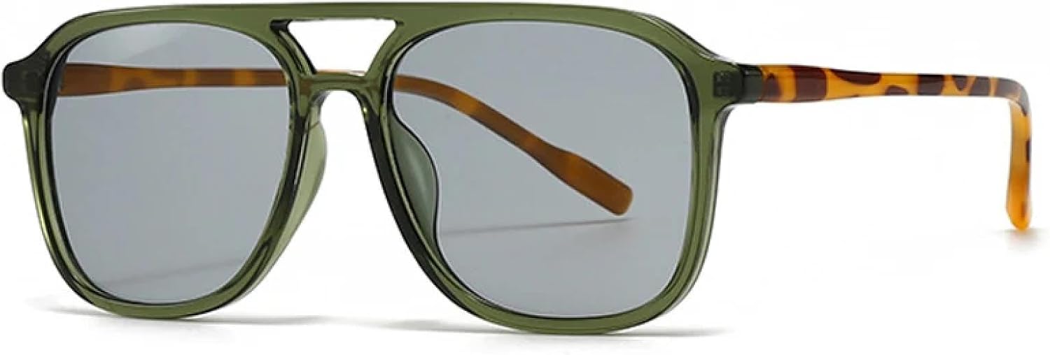 

Мужские солнцезащитные очки в стиле ретро с двойной перемычкой, модные сине-зеленые оттенки, защита от УФ-излучения UV400, женские солнцезащитные очки с градиентным переходом SZVVBKK, Green Light Gray