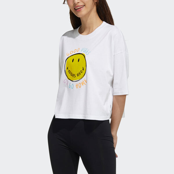 Футболка neo csmy tee1 спортивные с коротким рукавом Adidas, белый — фото 2