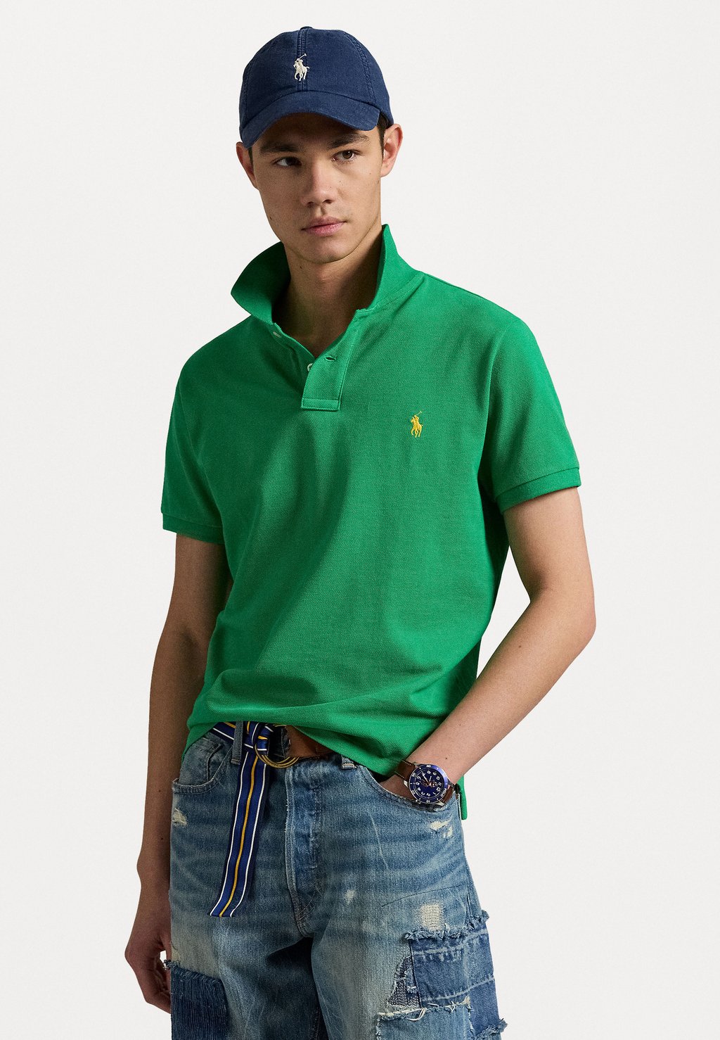 

Поло SLIM FIT MESH POLO SHIRT Polo Ralph Lauren, зеленый