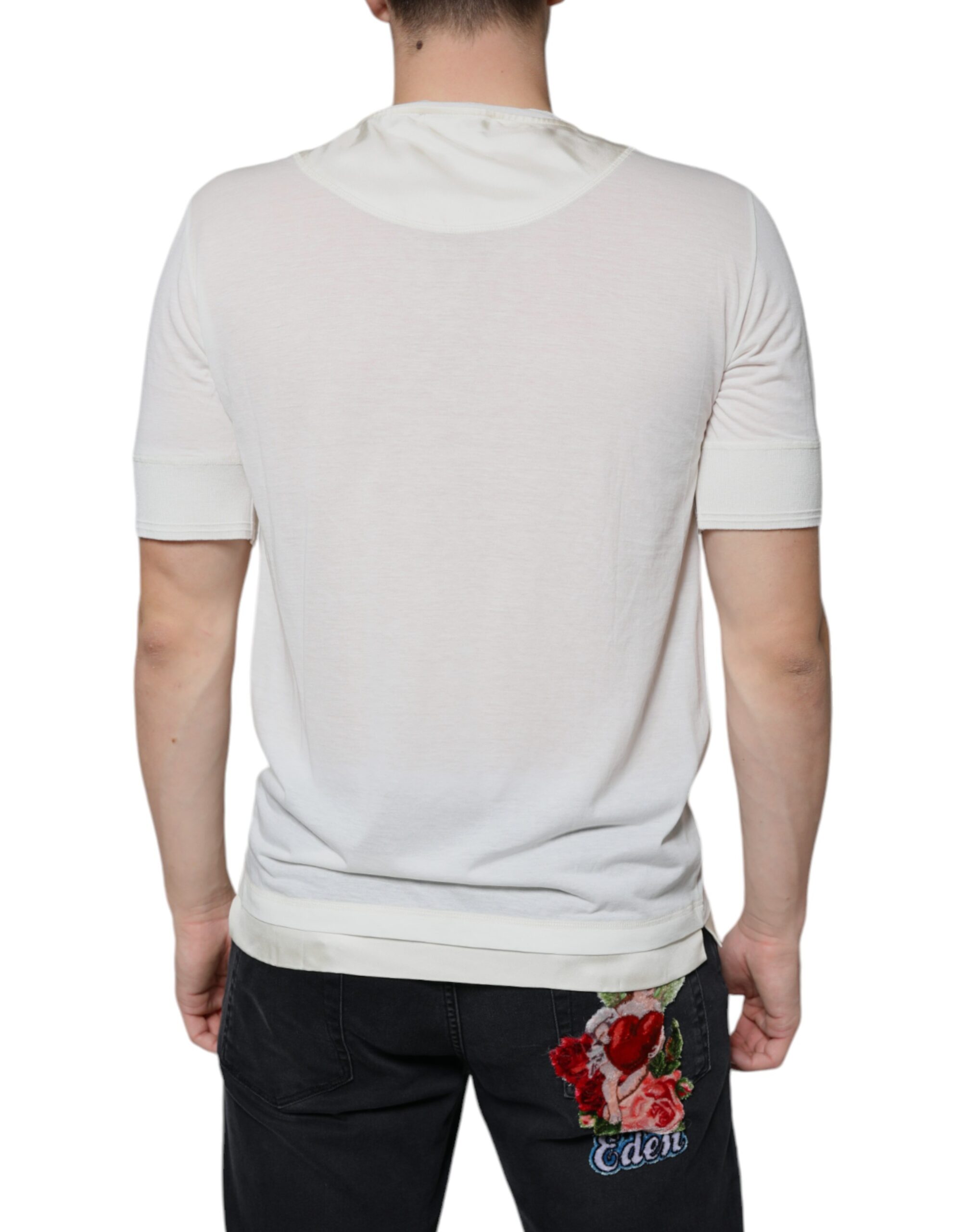 Футболка из хлопка с короткими рукавами цвета «Off White» Dolce & Gabbana — фото 3