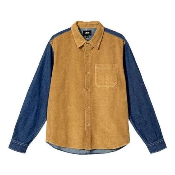 Рубашка corduroy denim mix shirt 'brown blue' Stussy, коричневый