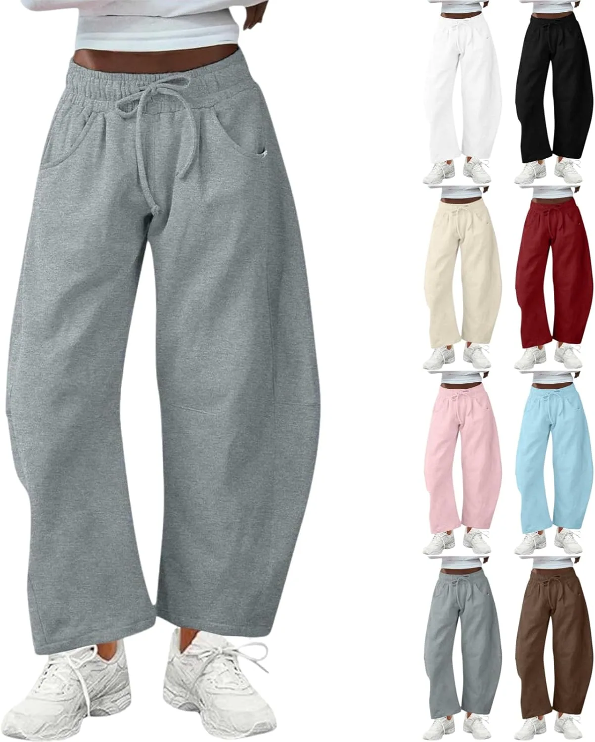 

Женские широкие спортивные брюки с высокой талией и карманами AEPTDEO