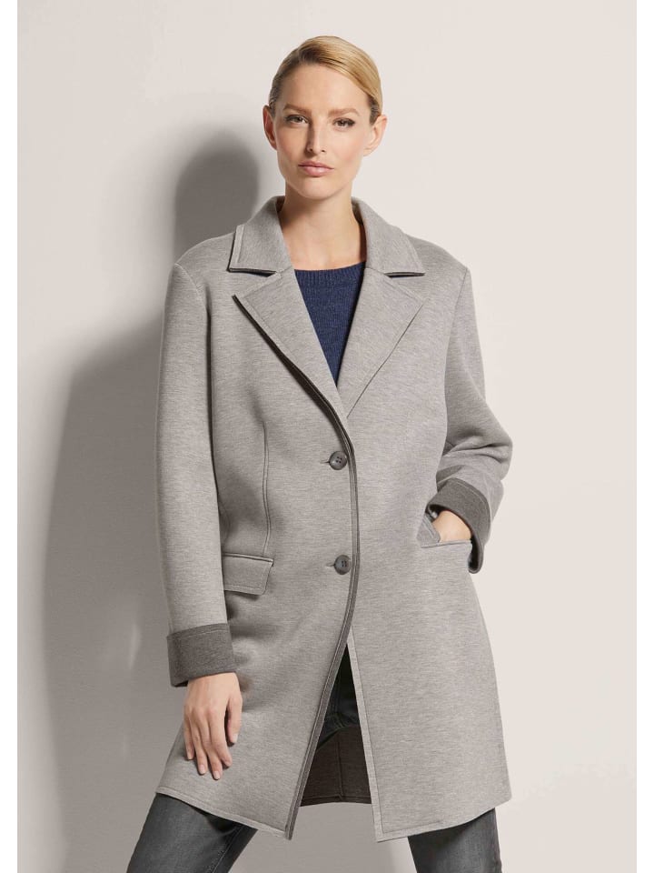 

MADELEINE Длинная куртка из двухслойного трикотажа графитового/серебристо-серого/меланжевого цвета