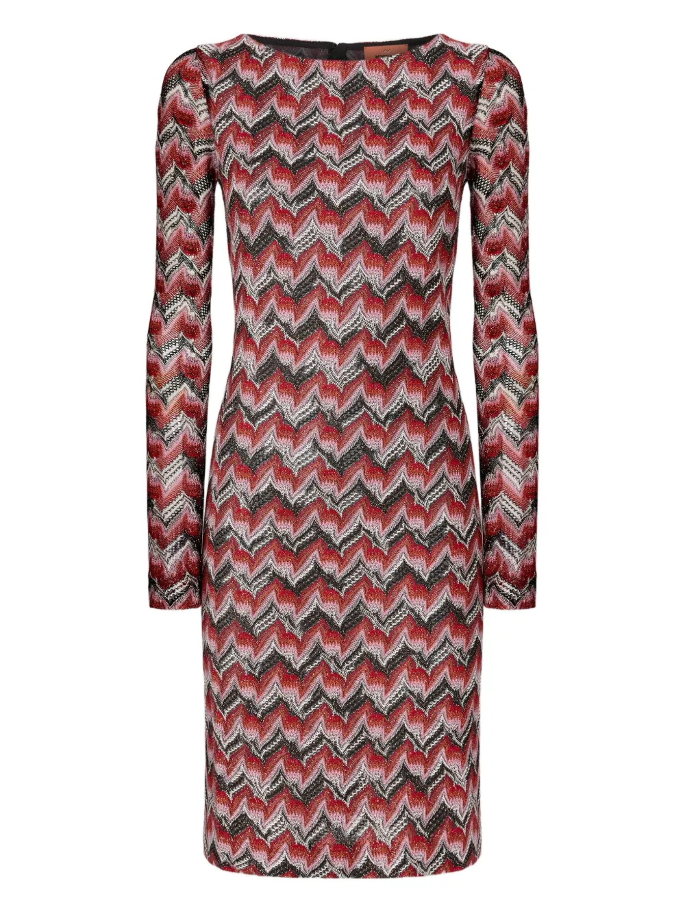

Платье миди с длинными рукавами и шевронным узором Missoni, красный