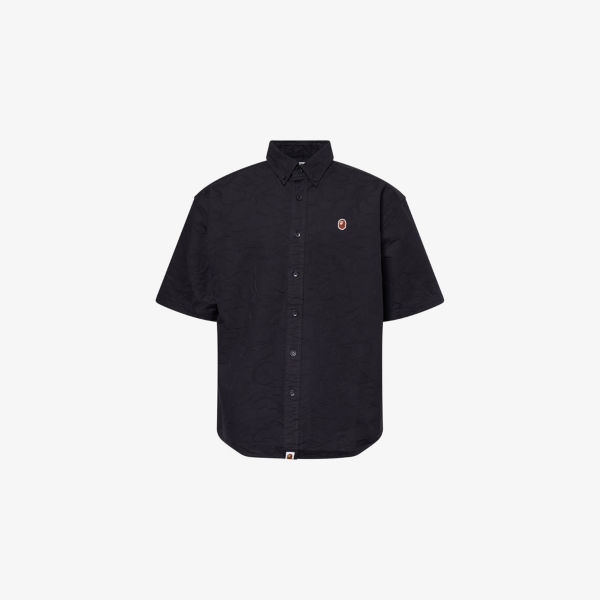 

Оксфордская рубашка из хлопка с жаккардовым узором One point ape head A Bathing Ape, черный