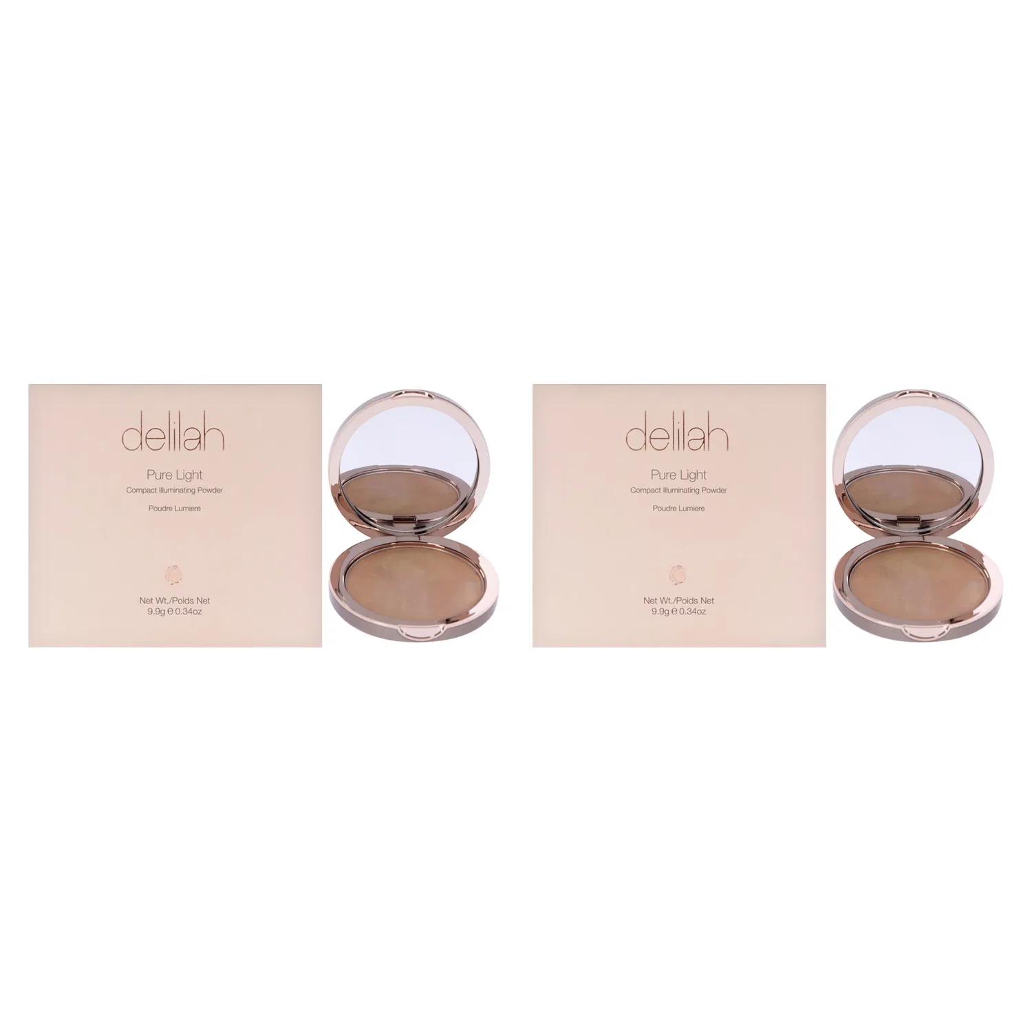 Компактная осветляющая пудра Pure Light Compact Illuminating Powder - Aura от Delilah для женщин - 0,34 унции - упаковка из 2 штук, коричневый