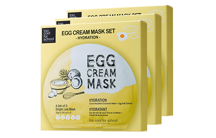 

Маска для лица питательная Toocoolforschool Smoothing Egg для подтяжки, увлажнения и очищения, сужает поры Too Cool For School, 5 Pcs * 3 Boxes