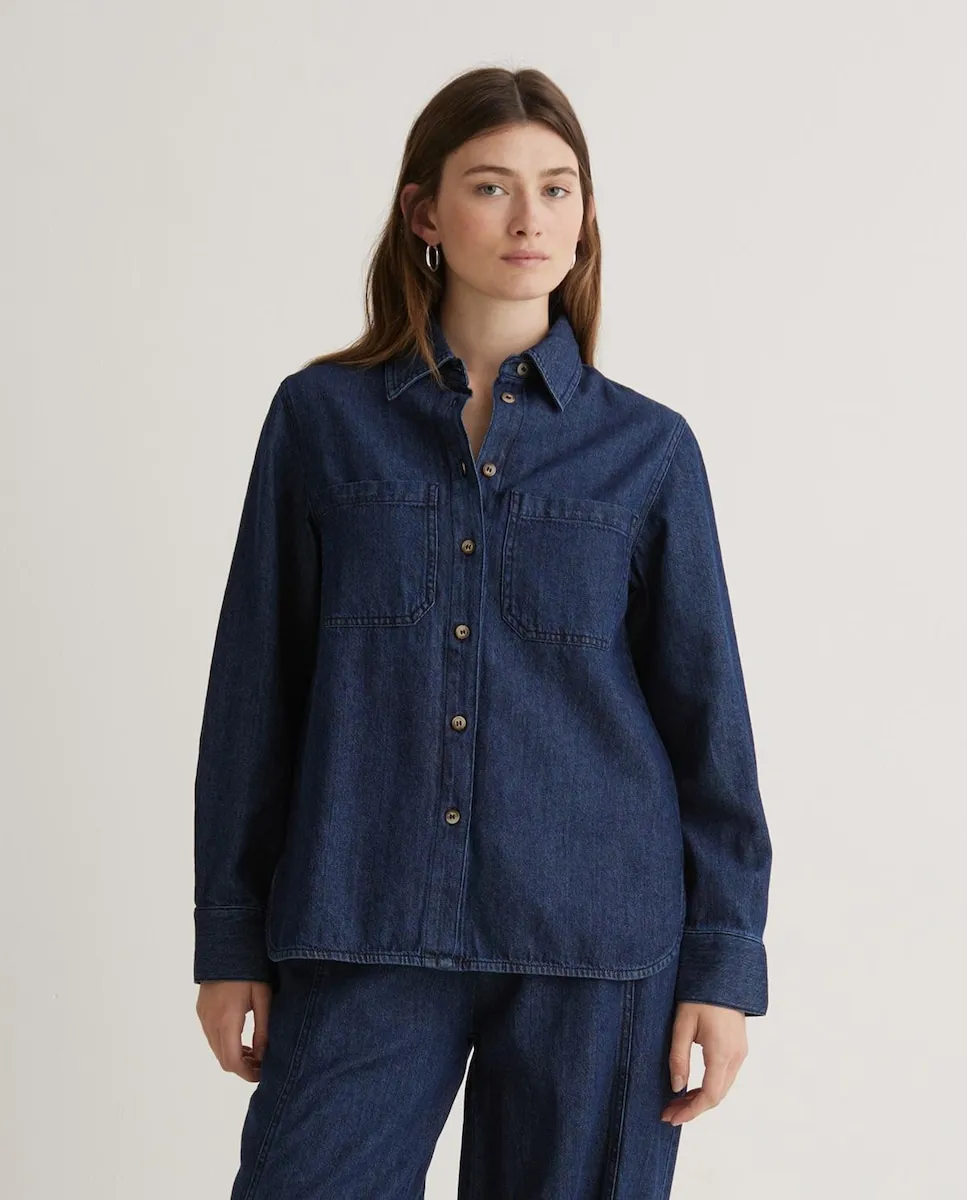 

Женская рубашка с длинными рукавами и пуговицами на манжетах Yerse, темно-синий