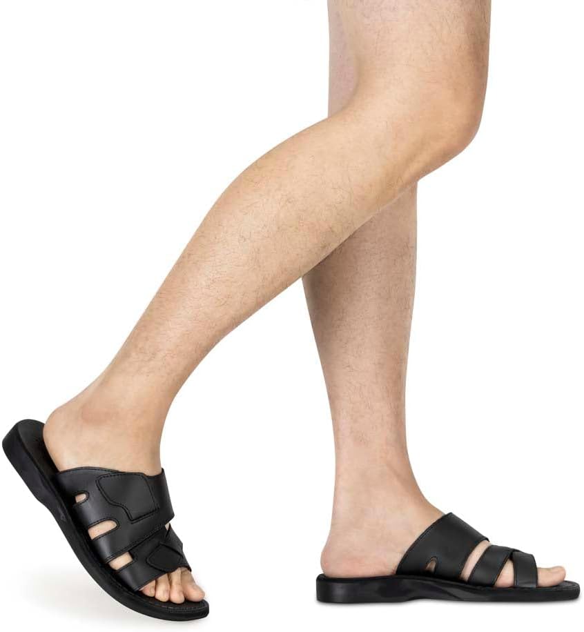 Маттео - Кожаные сандалии с открытым носком - Мужские сандалии Jerusalem Sandals, черный — фото 2