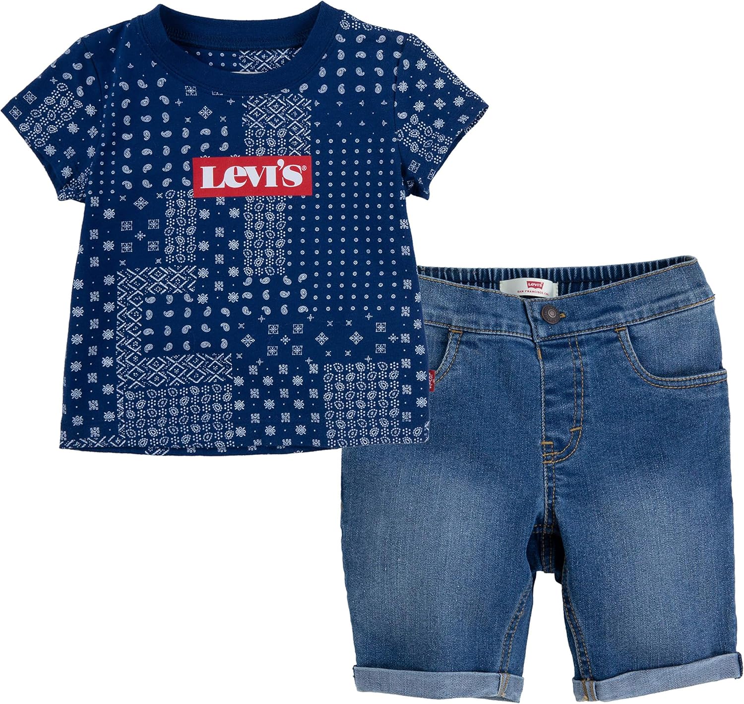 

Комплект из двух предметов: футболка с принтом и шорты Levi's для мальчиков и малышей, Estate Blue