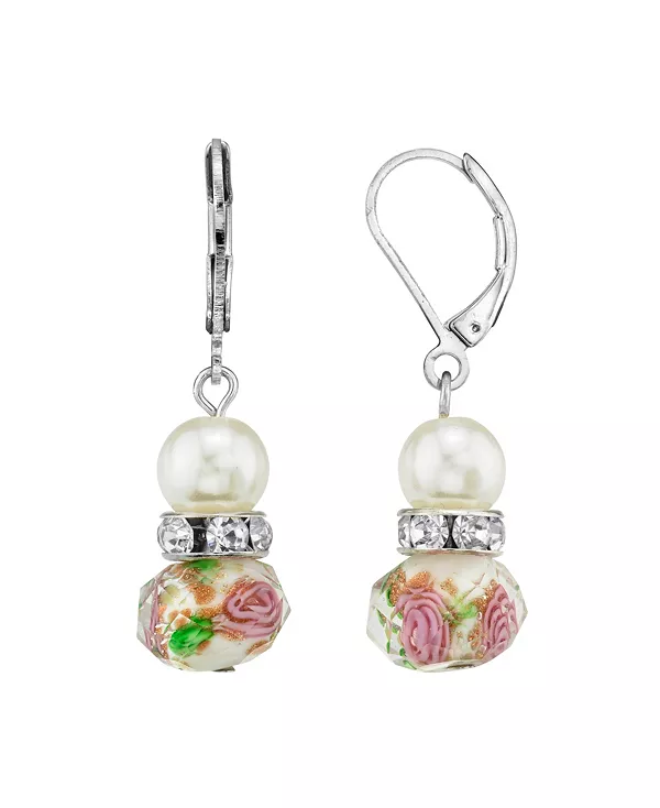 

Серьги-Подвески из розово-зеленого искусственного жемчуга серебристого тона 2028, white