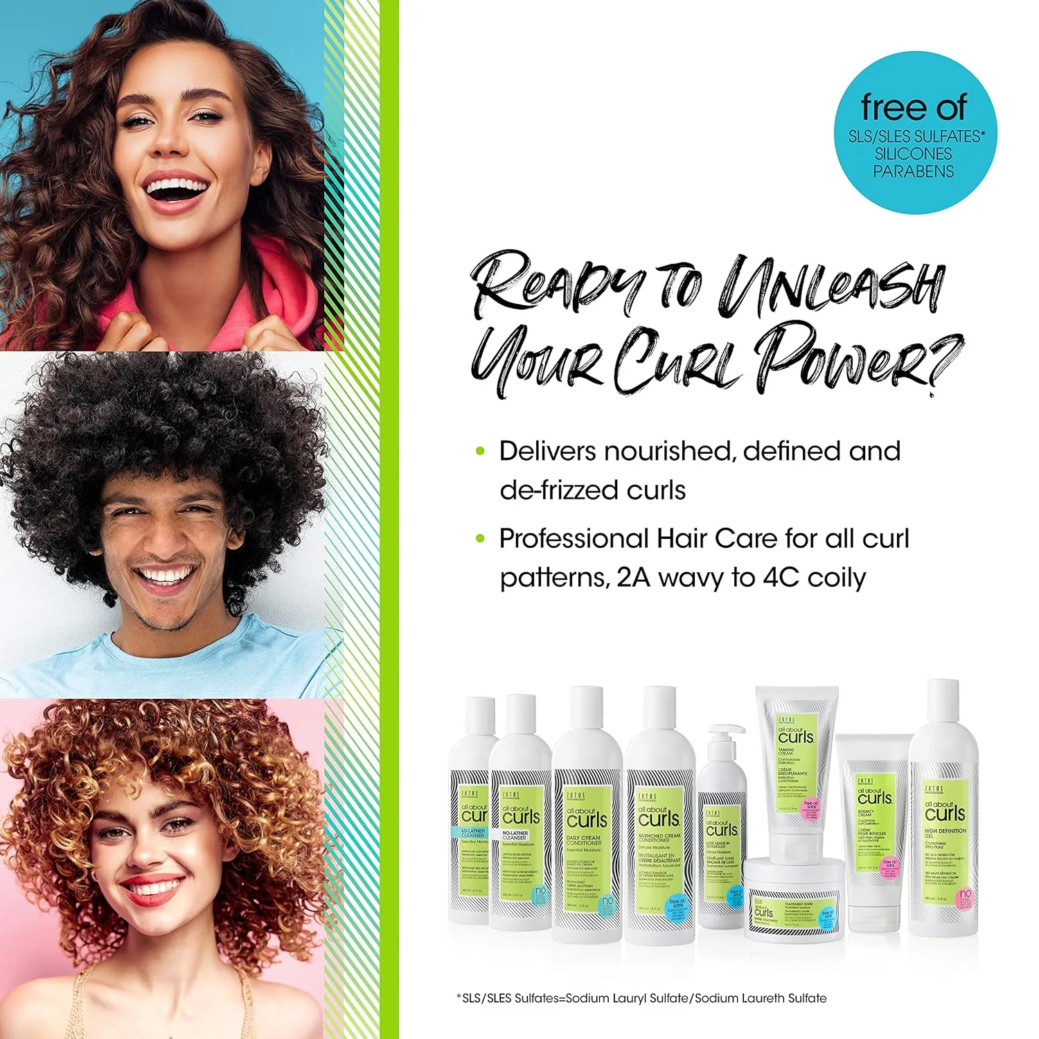 ALL ABOUT CURLS Крем для выпрямления и укладки кудрявых волос, увлажняет, определяет и улучшает текстуру, уменьшает пушистость и усиливает блеск, Vegan & Cruelty Free, без сульфатов и парабенов 151/222 мл (2 шт.) — фото 4