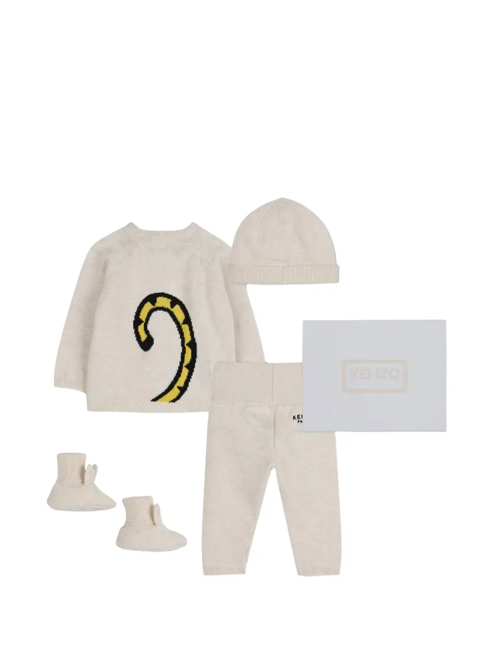 Комплект из пяти предметов с логотипом Kenzo Kids, бежевый — фото 2