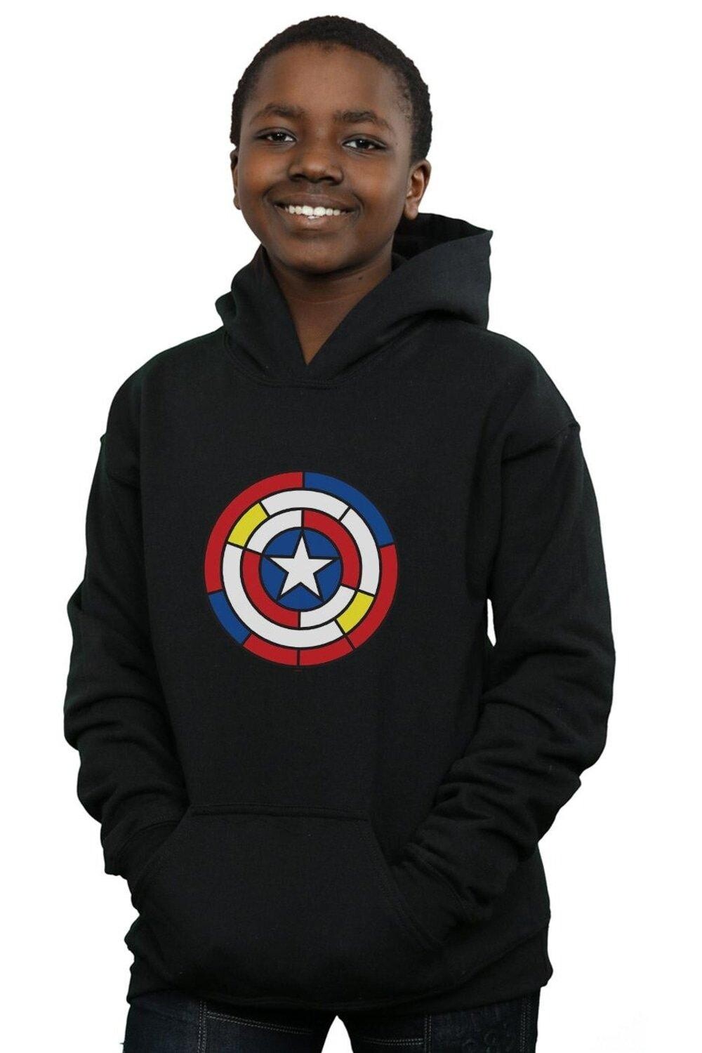 

Толстовка со щитом из витражного стекла «Капитан Америка» Marvel, черный