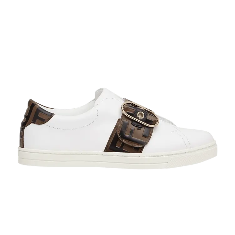 Шлепанцы Fendi Wmns Slip-On Leather FF All Over Buckle, белый