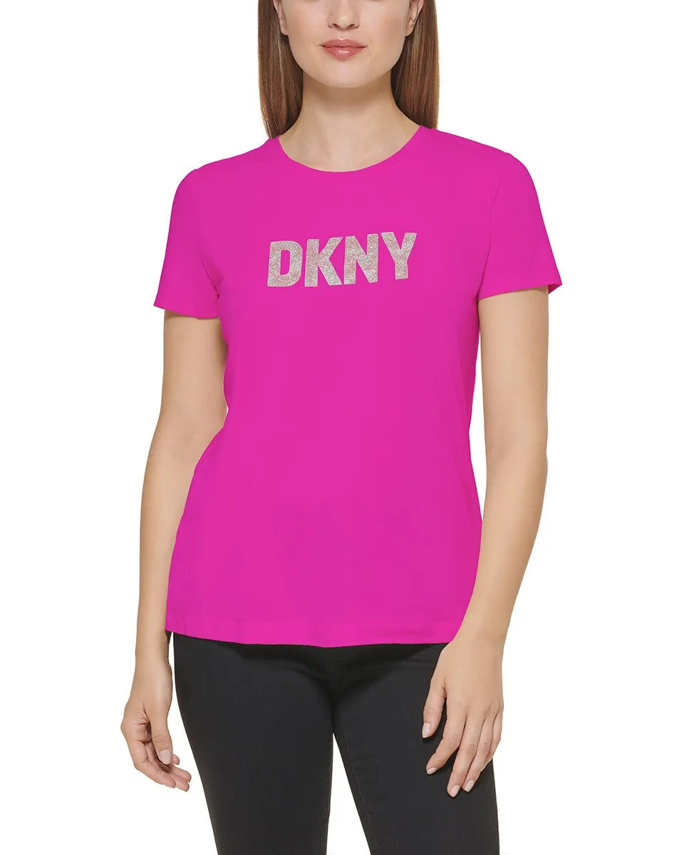 

Женская футболка с круглым вырезом и короткими рукавами DKNY, розовый