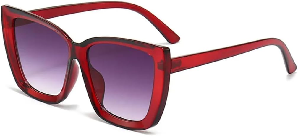 

Винтажные солнцезащитные очки «кошачий глаз» для женщин, большая оправа, ретро-очки в стиле «кошачий глаз», модные очки с защитой от УФ-излучения UV400 VVTWSSW, Red Gray