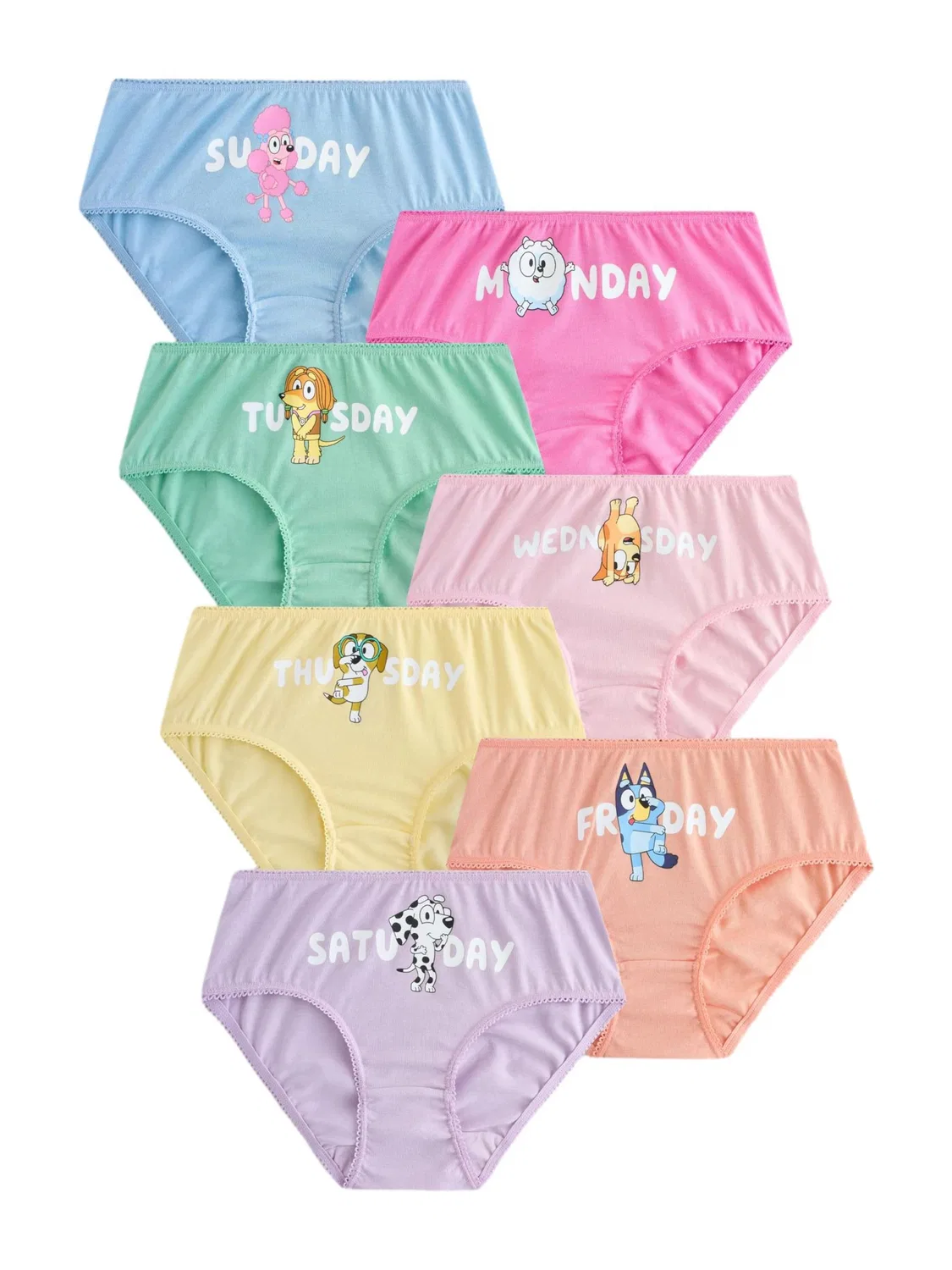 Трусы 'Bluey Days of The Week' Next, Blue/Yellow/Green/Purple/Orange/Pink