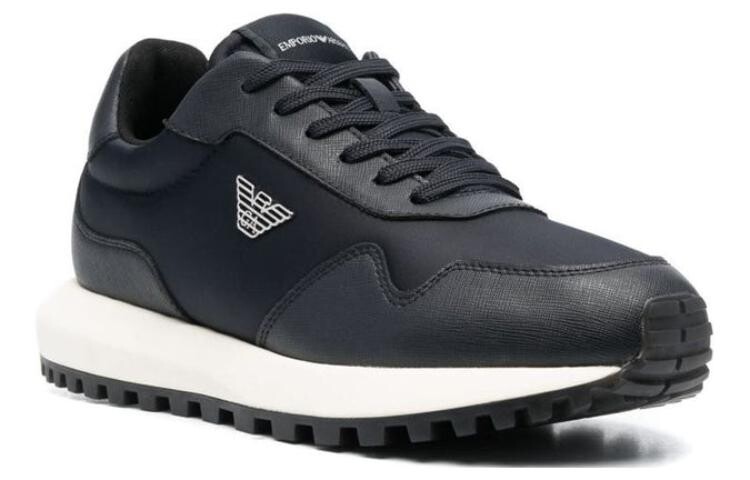 Кроссовки EMPORIO ARMANI Logo-appliqué Panelled Sneakers, синий — фото 2