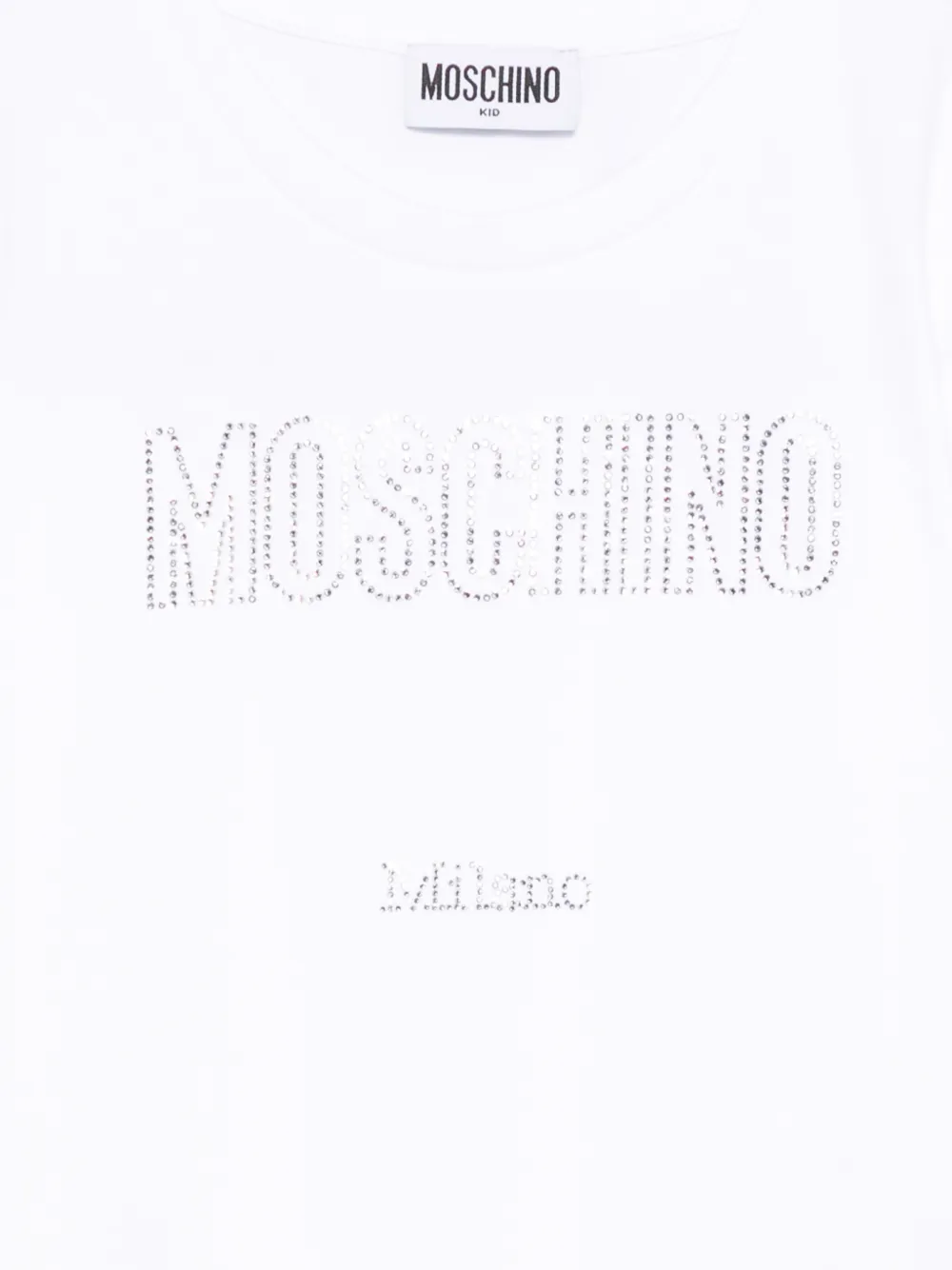Футболка, украшенная стразами Moschino Kids, белый — фото 3