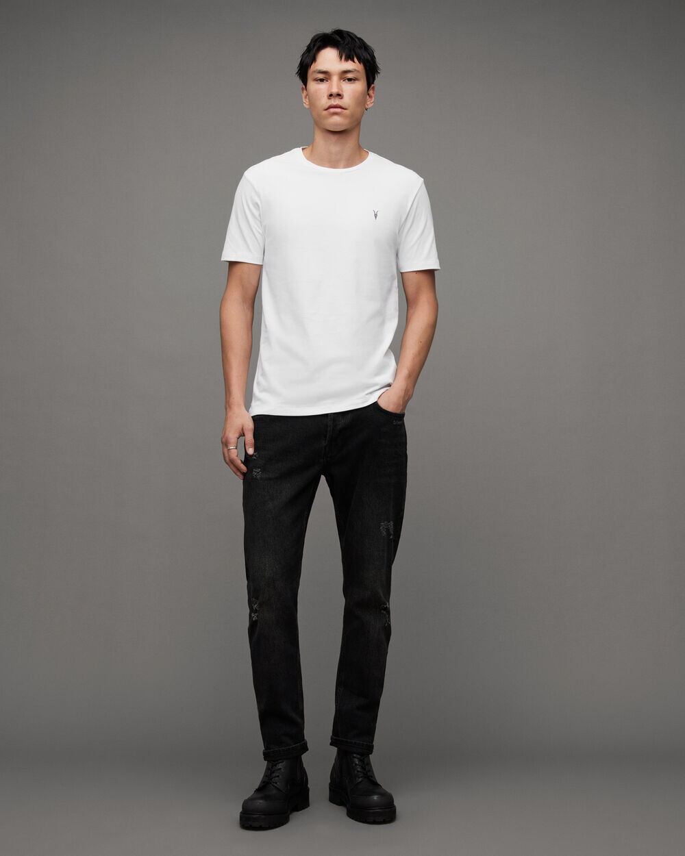 Комплект из 3 футболок из матового хлопка Brace AllSaints, белый — фото 4