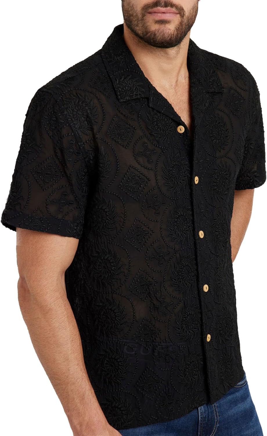 

GUESS Мужская рубашка Emory с вышивкой, Jet Black