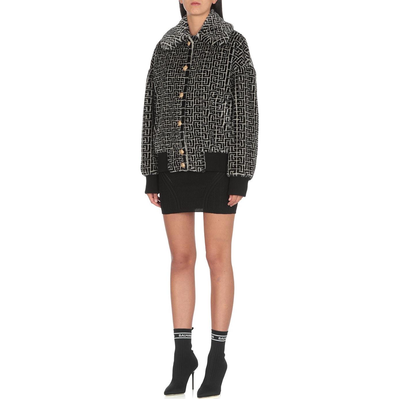 Монограммное Однобортное Пальто 'Черный/Белый' BALMAIN — фото 3