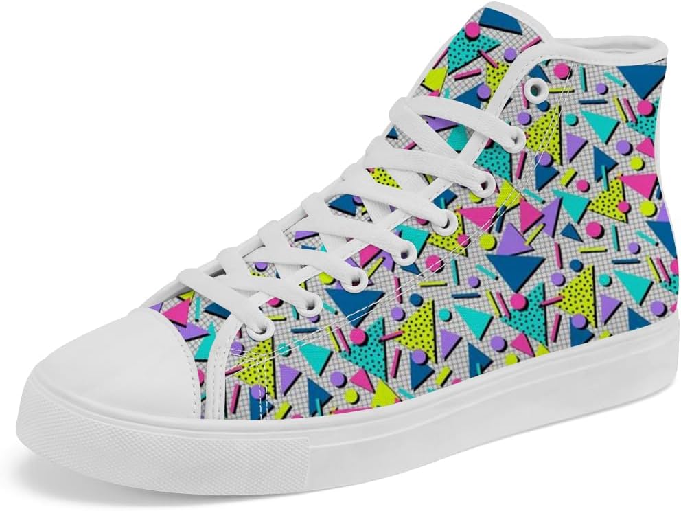 

Высокие кеды из ткани 80-х и 90-х с геометрическим узором, ретро, на шнуровке, повседневная обувь, подарок для мужчин и женщин Chebing, серый