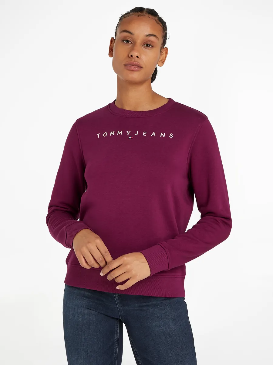 

Толстовка Tommy Jeans "TJW REG LINEAR CREW EXT" с надписью-логотипом, цвет Valley Grape