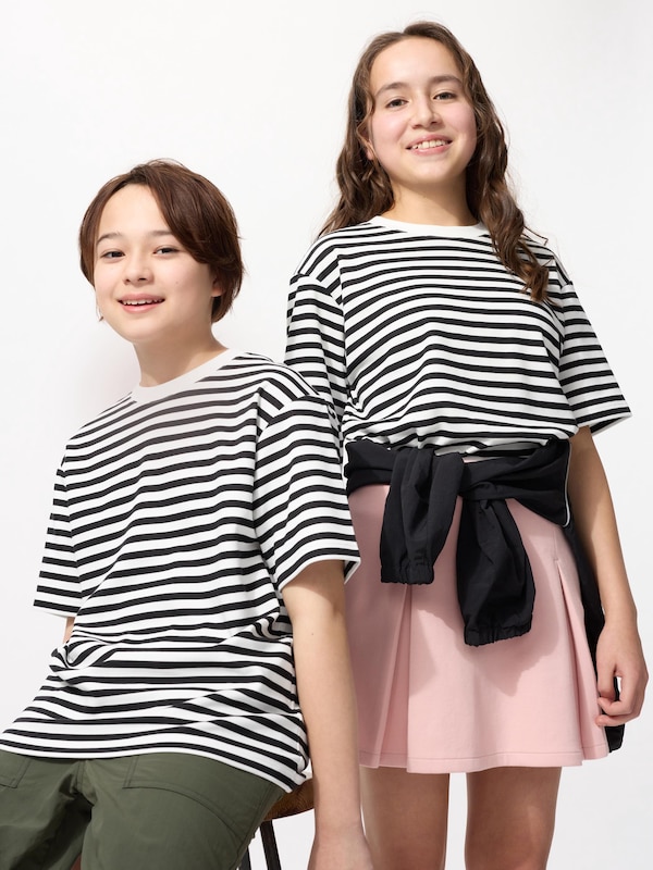 

Футболка Airism из хлопка с круглым вырезом (полоска) Uniqlo, черный